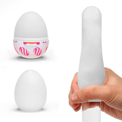 Textured tenga egg masturbator, compact and flexible for personal pleasure. An adult novelty toy.