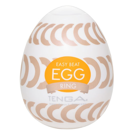 Tenga egg masturbator, textured white silicone design, a discreet and reusable pleasure toy.