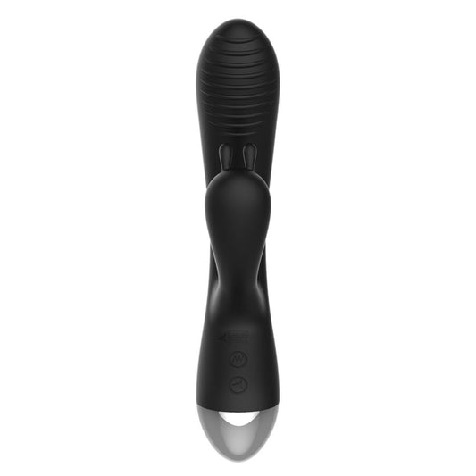 Black electro sex stimulation rabbit vibrator from Shots Toys for intense pleasure.