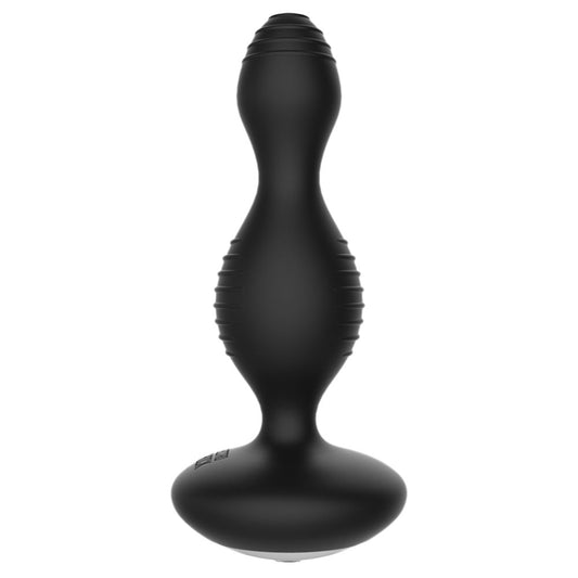 Black electro sex stimulation vibrating buttplug from Shots Toys for erotic play.