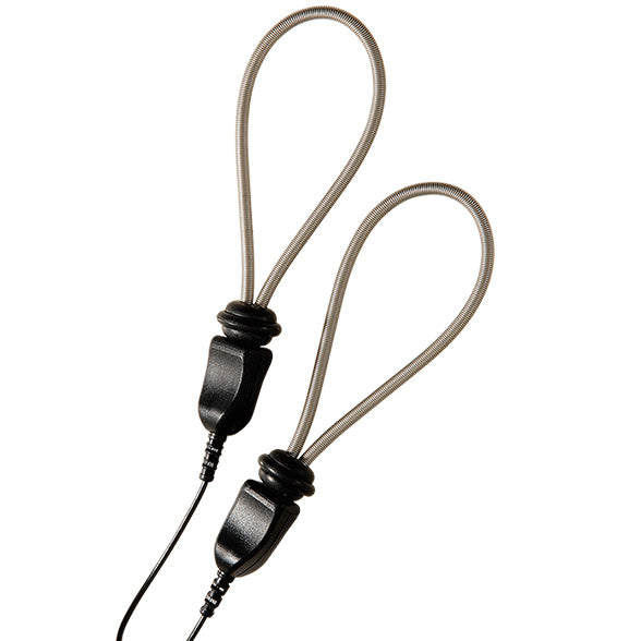 ElectraStim adjustable metallic cock loops for electro sex stimulation, silver finish.