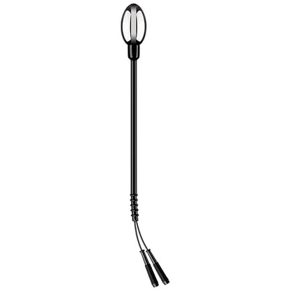 ElectraStim electro egg probe, a smooth silver metallic device for electro sex stimulation.
