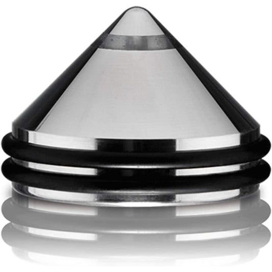 Electrastim halo clitoral probe, a silver electro sex stimulation device for pleasure play.