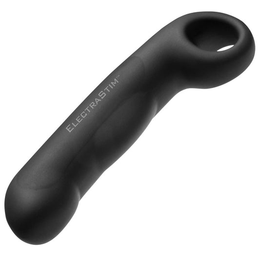 electrastim silicone noir ovid g-spot dildo for electro sex stimulation, black and glossy.