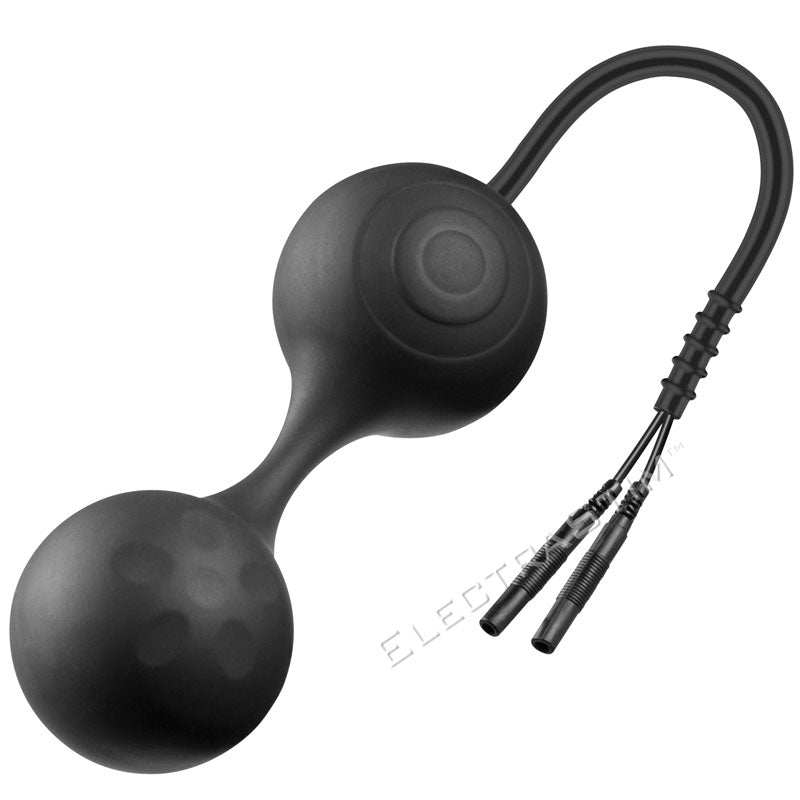 ElectraStim silicone noir kegel balls for electro sex stimulation, a glossy black set.