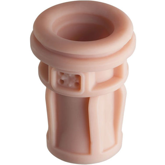 ElectraStim jack socket electrosex stroker, a black and silver device for electric stimulation play.