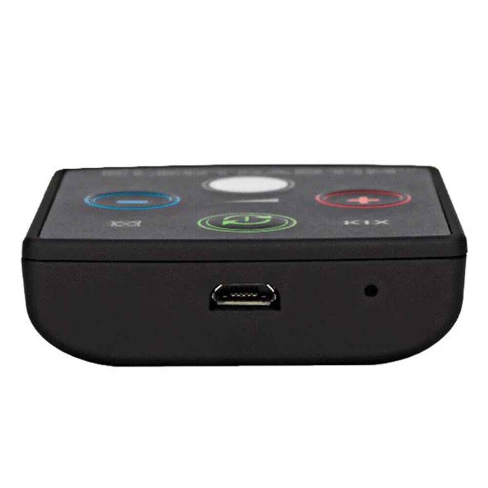 Electrastim kix beginner stimulator, small, black device used for electro sex stimulation.