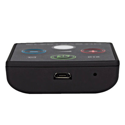 Electrastim kix beginner stimulator, small, black device used for electro sex stimulation.