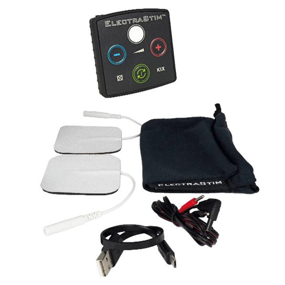 Electrastim kix beginner e-stim unit, black and silver, for electro sex stimulation