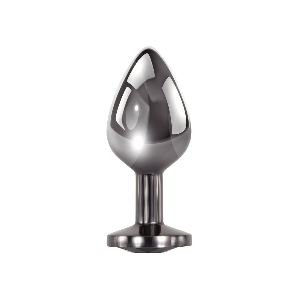 Evolved black gem anal plug set, graduated sizes with smooth, comfortable design for pleasure.