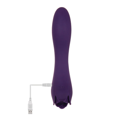 Close-up of a thorny rose dual-ended vibrator from Evolved Sex Toys, rose gold finish.