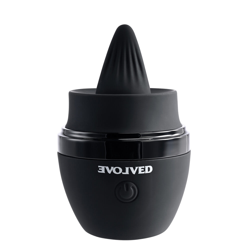 Evolved Tongue Tied clitoral stimulator, ribbed silicone vibrator in a vibrant purple colour.
