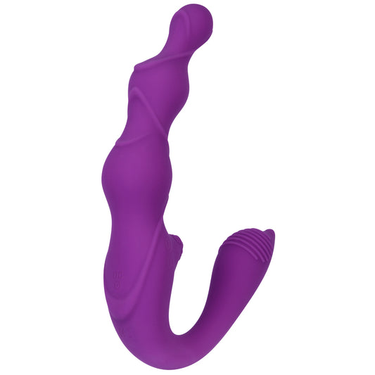 A pink, strapless strap on dildo toy by Evolved, for adventurous sexual pleasure.
