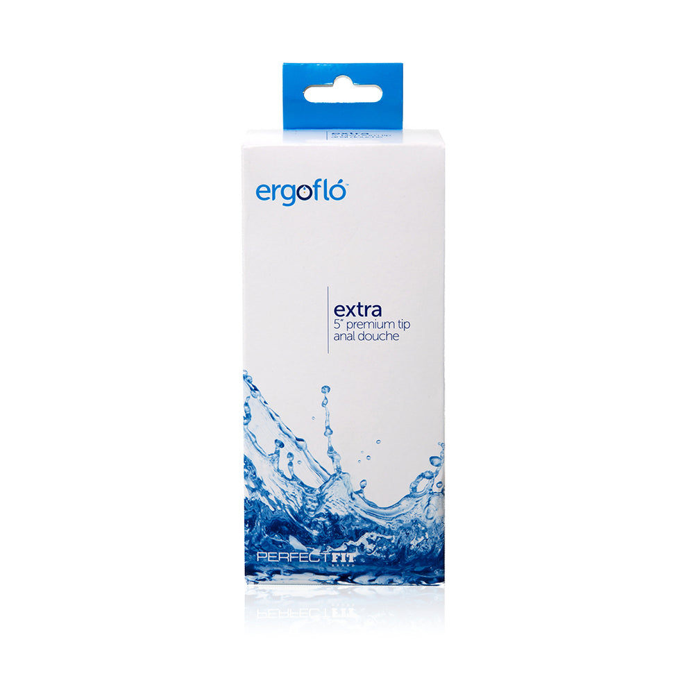 Close-up of a white perfect fit ergoflo anal douche with a premium tip for personal hygiene.