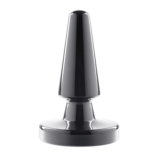 A metallic, silver-coloured, vibrating beginner's buttplug from Evolved Sex Toys, with a smooth finish.