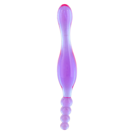 Seven Creations ex smoothy anal prober, double tipped probe made of shiny, smooth metal.