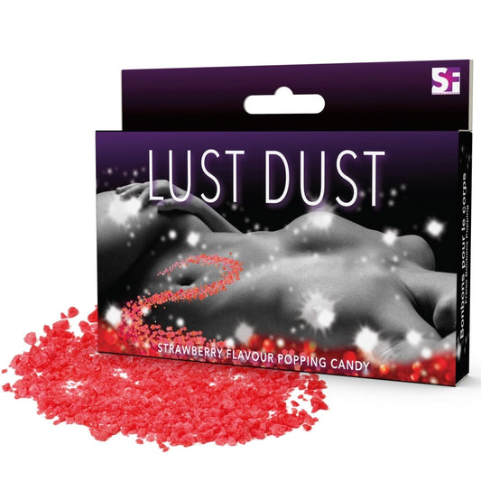 Strawberry Love Dust edible treats in a jar, sprinkled with pink, for baking and decorating.
