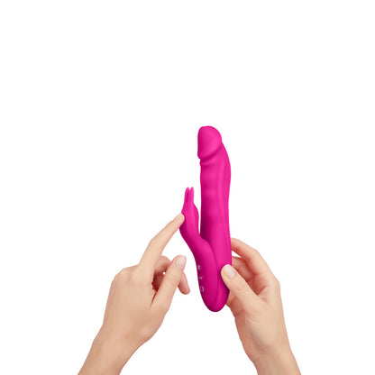FemmeFunn booster rabbit vibe, a pink silicone bunny vibrator with textured shaft for clitoral stimulation.
