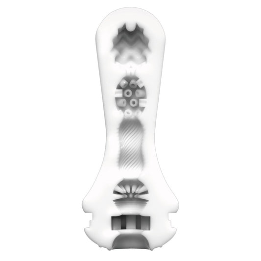 Tenga flex silky white masturbator, a reusable male pleasure object with smooth, flexible texture.