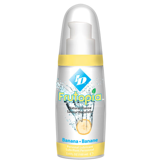 id frutopia banana flavoured personal lubricant, yellow bottle, for intimate pleasure and enhanced sensation