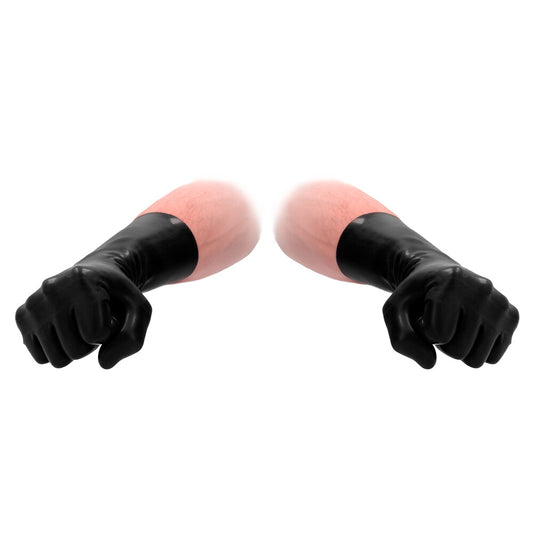 Short black latex gloves from shots toys, for prostate massage and stimulation.