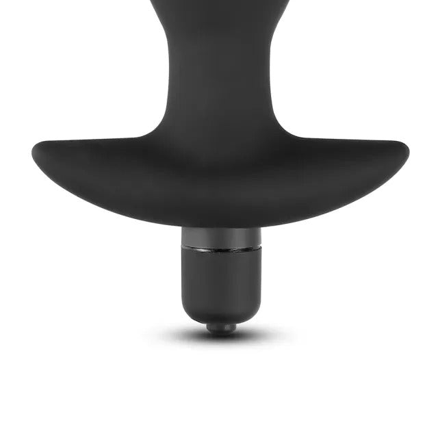 Silicone vibrating buttplug with a bullet vibrator, shown in a smooth, shiny finish.