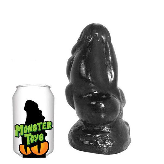Monster Toys Gizmo butt plug, purple and black with a smooth, glossy finish.