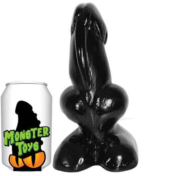 Textured monster dildo in mottled grey and dark grey, a fun adult novelty toy.