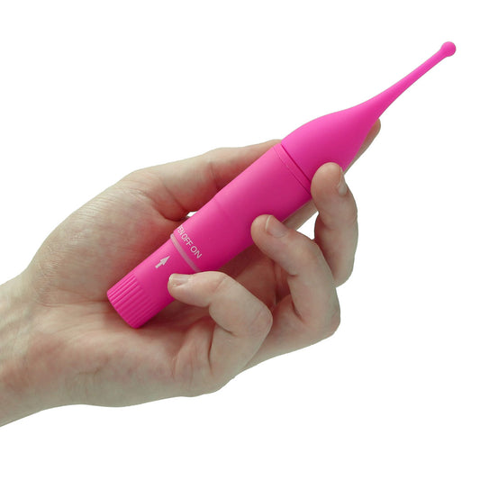 Pink pinpoint precision clitoral vibrator from Shots Toys, a small and discreet pleasure toy.