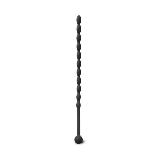 Black silicone sound plug with beaded design, part of our cock and ball bondage range.