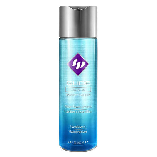 id glide lubricant 4.4 oz bottle, a clear, silky smooth personal lubricant for enhanced pleasure.