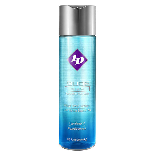 A bottle of id glide lubricant, clear and ready for intimate use.