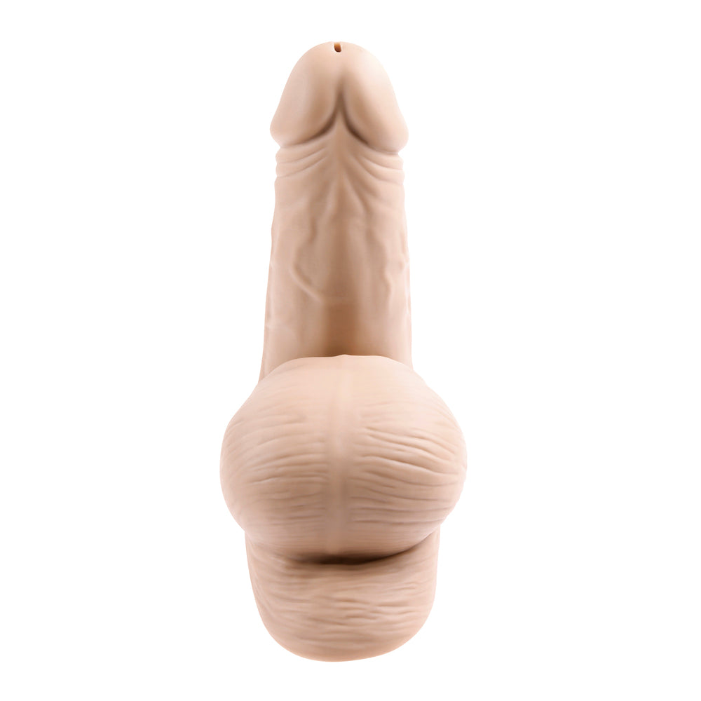 Light flesh-toned silicone stand to pee device by gender x, a practical aid.