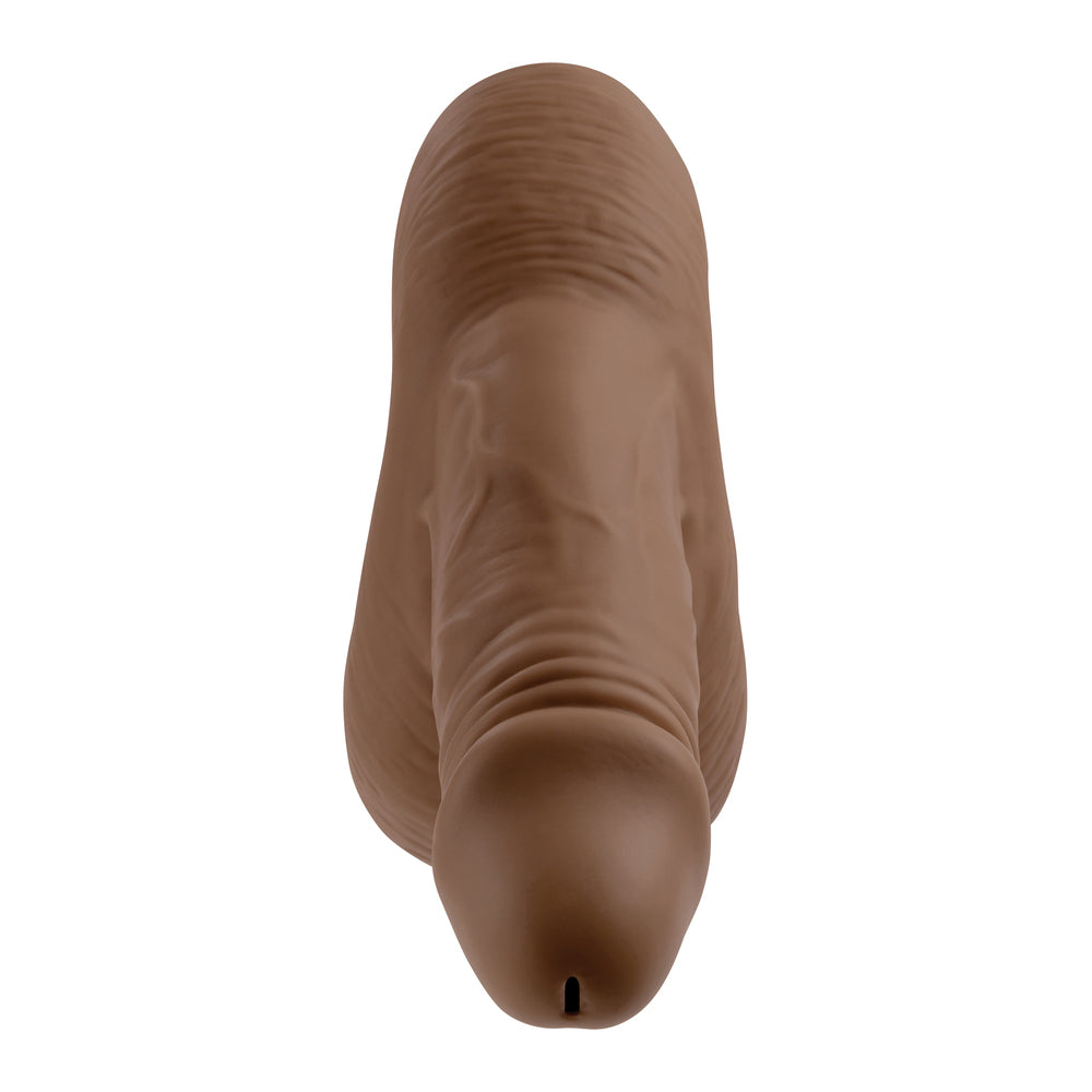 Love Kinx dark flesh silicone stand to pee device for gender expression.