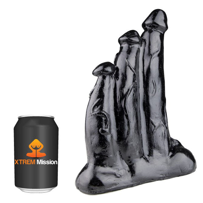 Various Toy Brands xtrem mission triplicate dildo, textured, realistic flesh-toned silicone for adventurous play