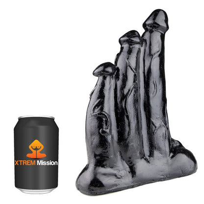 Various Toy Brands xtrem mission triplicate dildo, textured, realistic flesh-toned silicone for adventurous play