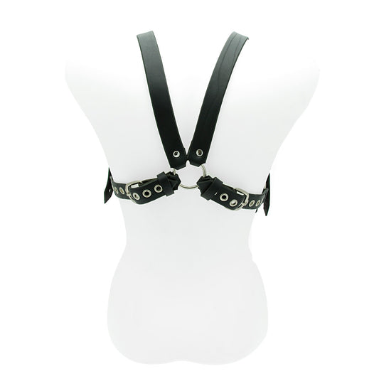 House of Eros black 1-inch male harness and cock strap, a leather restraint
