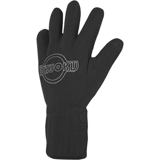 Fukuoku vibrating five finger massage glove for the left hand, in a neutral colour.