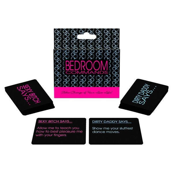 Kheper Games Bedroom Commands game box showing suggestive instructions for a playful boudoir experience.