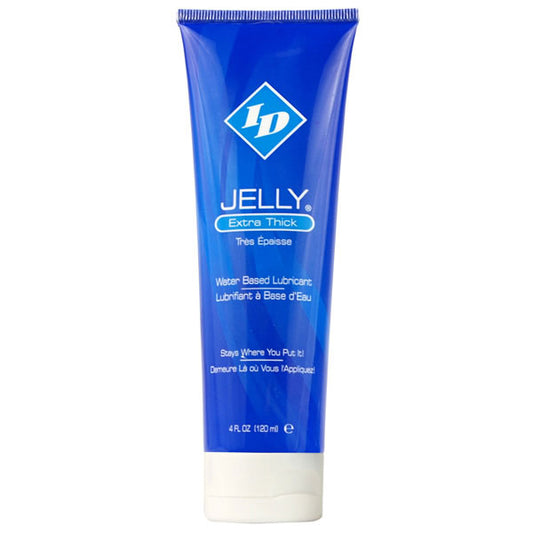 ID Jelly Extra Thick 4oz lubricant for enhanced pleasure, in clear plastic bottle.