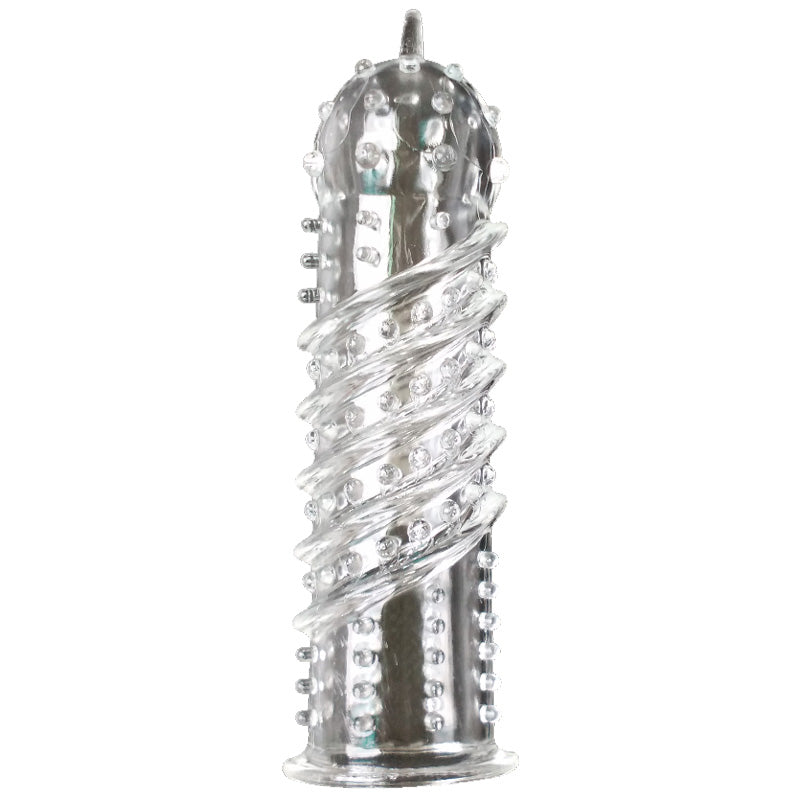 Clear textured penis sleeve from Linx Kinx Minx, made for enhanced sexual pleasure.