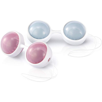 Pink and blue lelo luna beads, smooth orgasm balls for pelvic floor exercise.