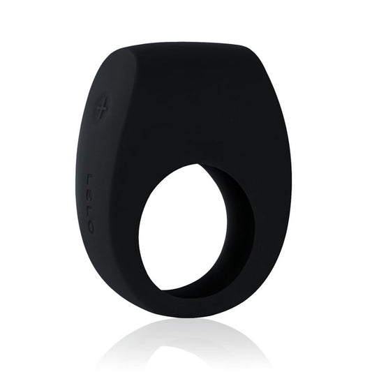 A sleek, black couples love ring vibrator from lelo, for shared intimate pleasure.