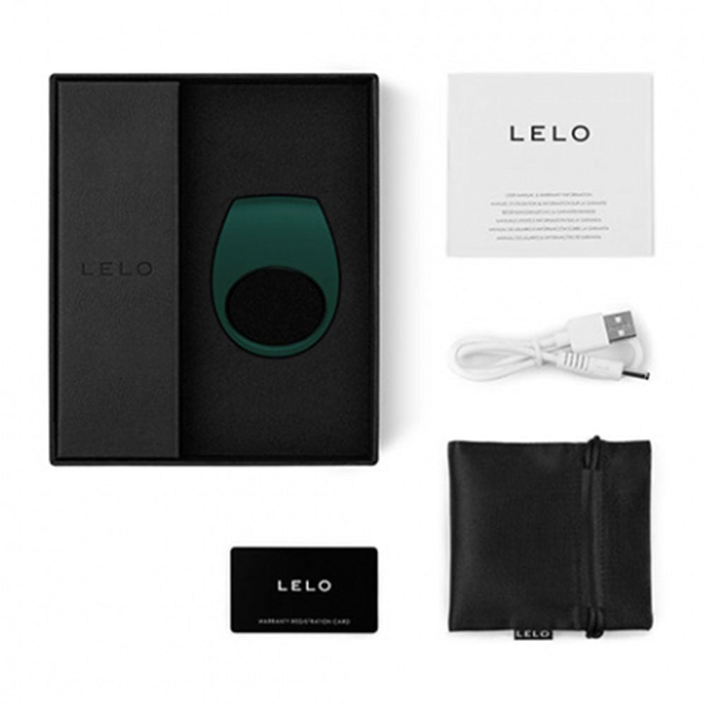 A green couples love ring vibrator by Lelo, a smooth and tactile design.