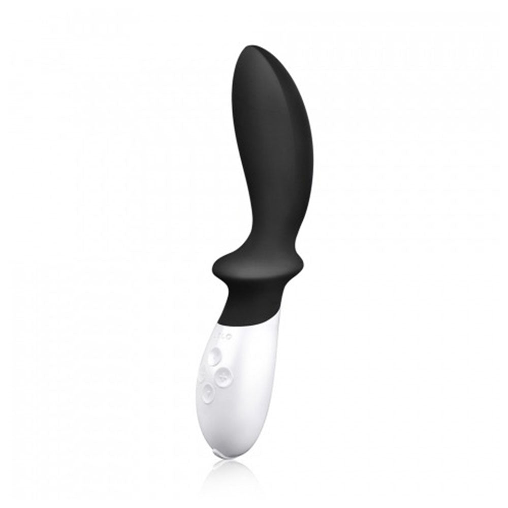 Obsidian black prostate massager by Lelo, sleek design for enhanced pleasure and exploration.