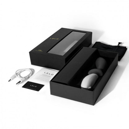 Obsidian black prostate massager from lelo, textured for enhanced pleasure and comfort.