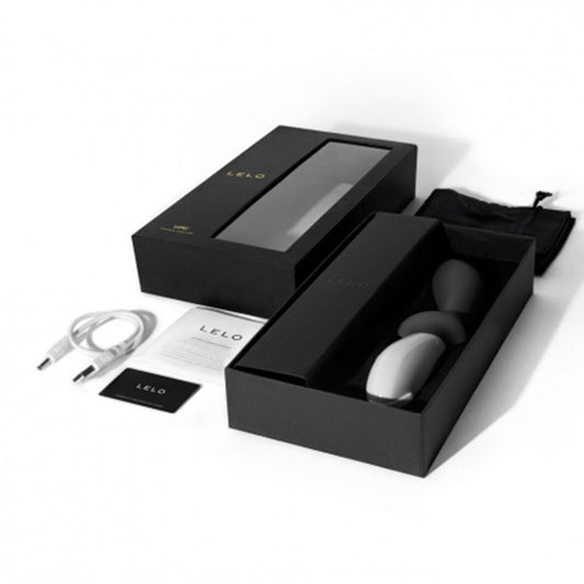 Obsidian black prostate massager from lelo, textured for enhanced pleasure and comfort.