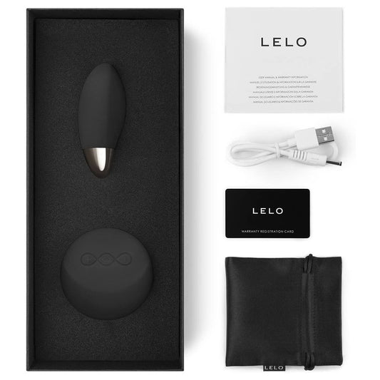 Obsidian black Lelo Lyla 2 vibrating bullet, a sleek and discreet pleasure device.