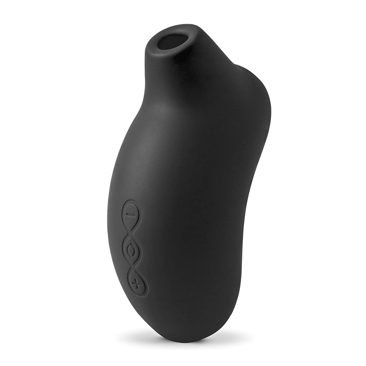 A black sonic clitoral massager from Lelo, featuring a smooth, ergonomic design.