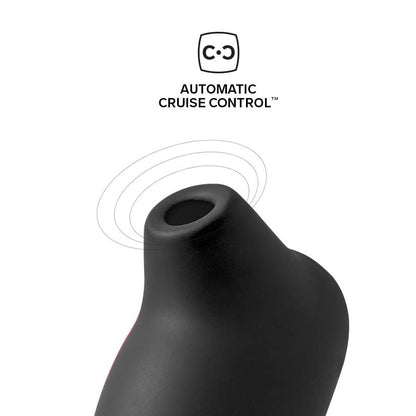 Close-up of the sleek, black lelo sona cruise clitoral massager, highlighting its sonic vibrations.